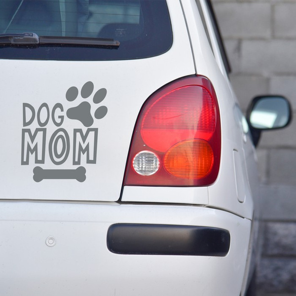 Dog Mom Psiakrew Bumper Rear Window Vehicle Car Sticker Grey