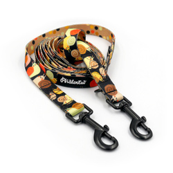 Hundeleine, lang, abnehmbar, verstellbar Snail Family Psiakrew, Breite 2 cm, Karabiner schwarz 7 cm