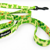 Dog Leash Green Frogs width 2.5 cm, 1"  wide, big black snap hook 8 cm