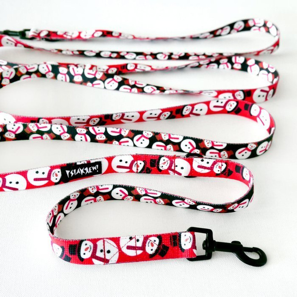Dog Leash Snowman width 2 cm wide, black small snap hook 6 cm