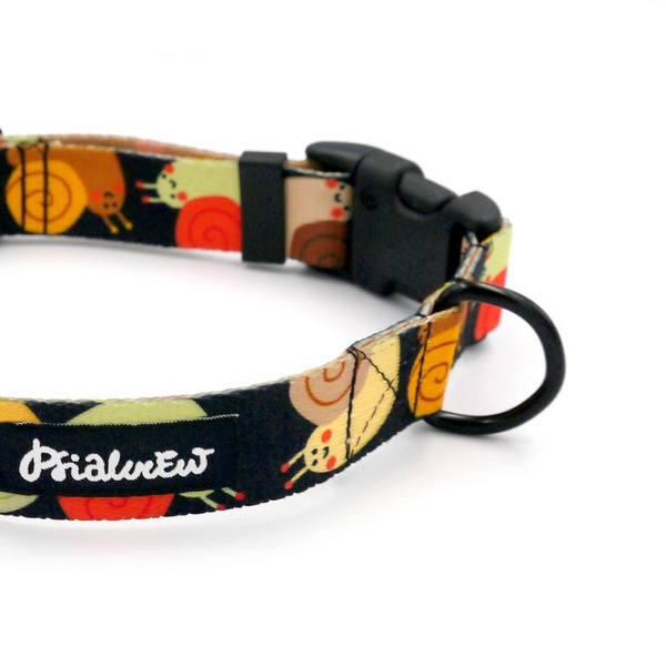 Dog Collar Snail Family Psiakrew 2.5 cm 1"  wide, black fittings