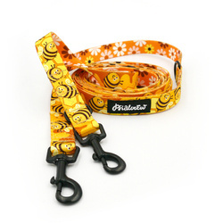 Hundeleine Fleißige Bienen Psiakrew Breite 2 cm, schwarzer Karabinerhaken 6 cm