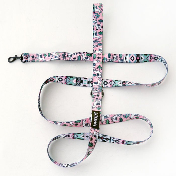 Dog Leash Llama, 2 cm wide, black small snap hook 4 cm