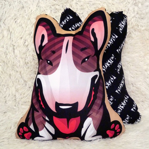 Decorative Dog Pillow Cushion Bull Terrier Brindle cuddly mascot