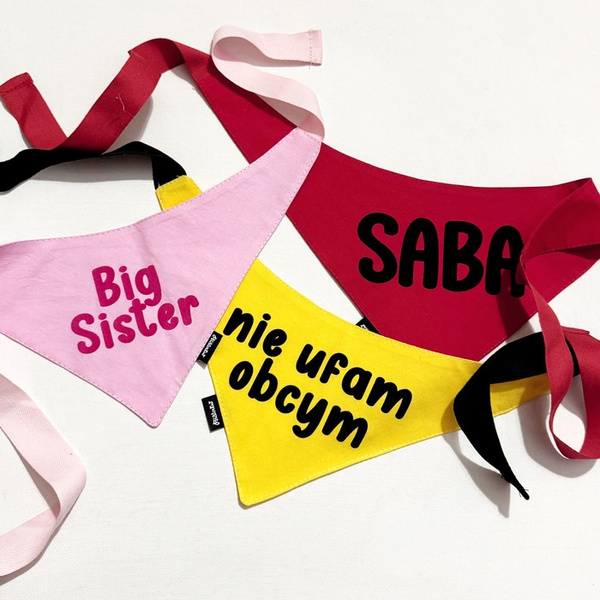 Bandana with the name of the Dog Psiakrew, personalized tied handkerchief, pink bandana scarf