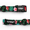 Dog Collar Psiakrew Tropical Monstera, 2 cm 0.78"  wide, for smaller dogs, black extras