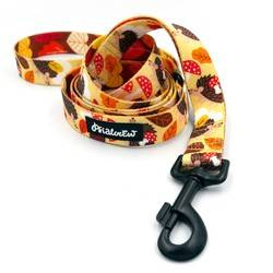 Smycz spacerowa miejska dla Psa- Jeż Marzyciel, 2,5 cm, duży mocny czarny karabińczyk 8cm