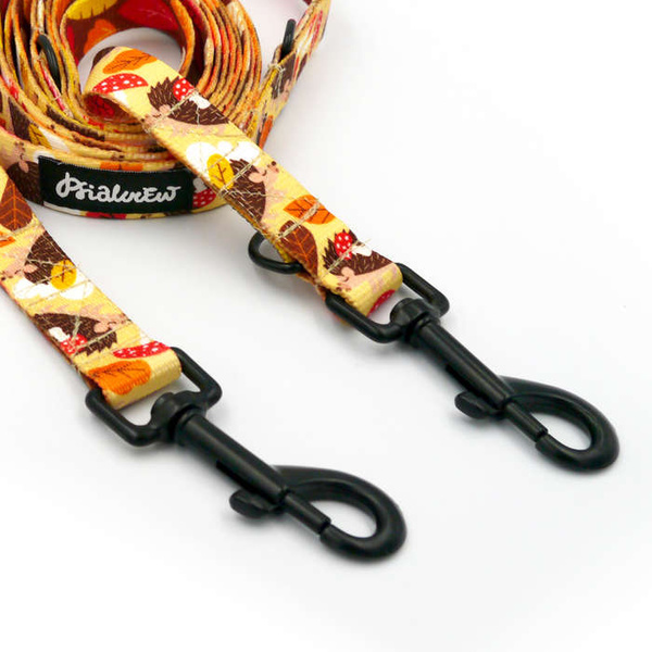 Long Dog Leash Hedgehog Dreamer width 2 cm (0.78")  wide, black snap hook 7 cm