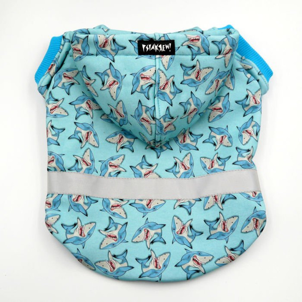 Dog Hoodie Shark Psiakrew, reflective inserts, shark pattern