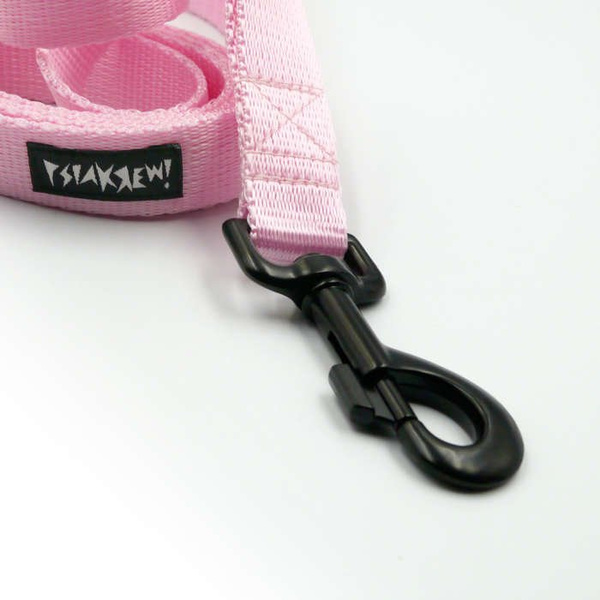 Dog Leash light pink width 2.5 cm, 1"  wide, black snap hook 8cm
