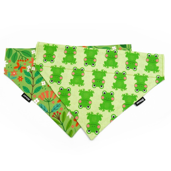 Double-sided bandana for Dog Green Frogs, spring scarf with a tunnel for the collar Psiakrew