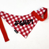 Personalized Bandana with the name of the Dog Psiakrew in red and white checkered Vichy