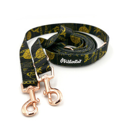 Long Dog Leash Donatella Psiakrew width 2 cm (0.78") wide, rose gold snap hook 6 cm