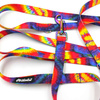Long Dog Leash Tie Dye width 2 cm (0.78") wide, Holo petrol effect snap hook 7 cm