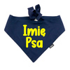 Bandana z imieniem Psa Psiakrew, personalizowana wiązana chusteczka, granatowa apaszka