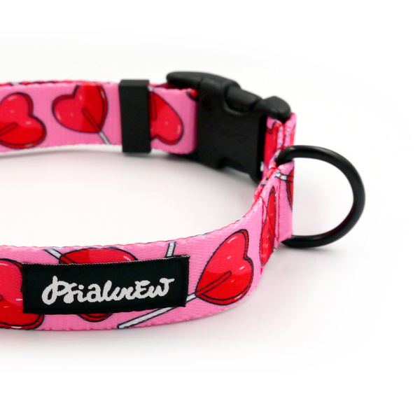 Verstellbares Halsband Lollipops Psiakrew, 2,5 cm breit, schwarze Beschläge