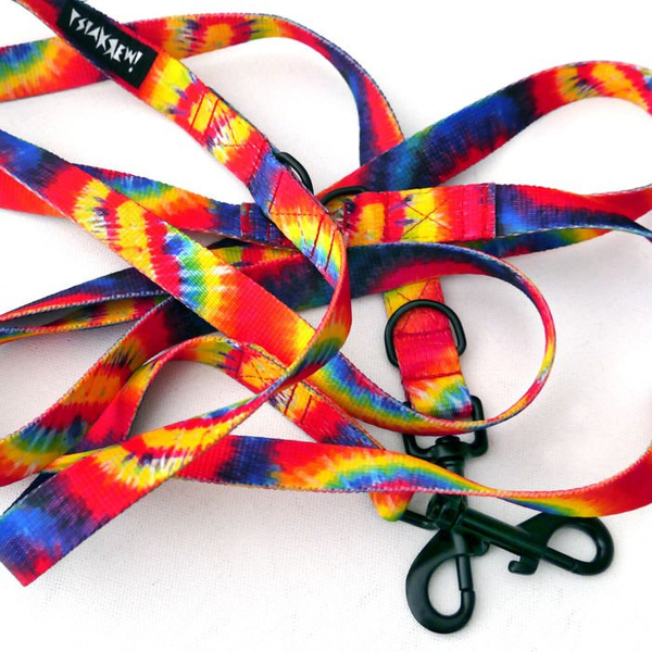 Dog Leash Tie Dye width 2 cm wide, black snap hook 7 cm