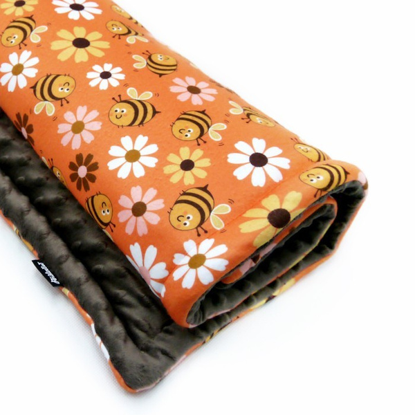 Dog Blanket Busy Bees Psiakrew, Mat, Minky fleece plaid