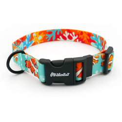 Adjustable Dog Collar with Snap Buckle Blue Lagoon Psiakrew 2.5 cm, Black Fittings