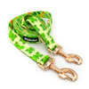 Dog Leash Green Frogs width 2.5 cm, 1" wide, pink gold, big snap hook 8 cm