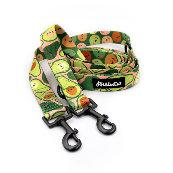 Dog Leash Guacamole Time Psiakrew width 2.5 cm, 1"  wide, snap hook black 6cm