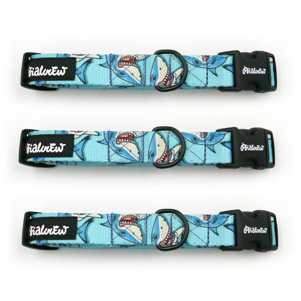 Obroża dla psa regulowana klamra zatrzaskowa Shark Psiakrew 2,5 cm czarne okucia