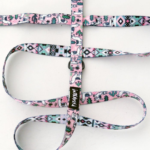 Dog Leash Llama, 2 cm wide, black small snap hook 4 cm