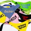 Bandana dla Psa ZACHOWAJ DYSTANS Psiakrew, personalizowana wiązana chusteczka, żółta bandana
