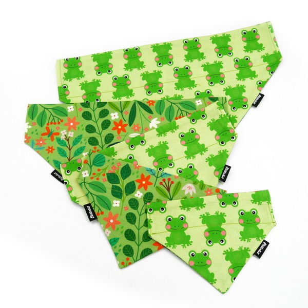 Double-sided bandana for Dog Green Frogs, spring scarf with a tunnel for the collar Psiakrew
