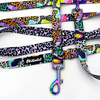 Smycz Dla Psa Przepinana Crazy Leopard 2 cm, karabińczyk 7 cm, Holo opalizujący petrol effect