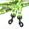 Dog Leash Green Frogs width 2.5 cm, 1"  wide, snap hook black 8cm