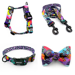 ACCESSORY KIT. Big dog. Crazy Leopard Psiakrew Series; Collar, Harness, Leash, Bow tie