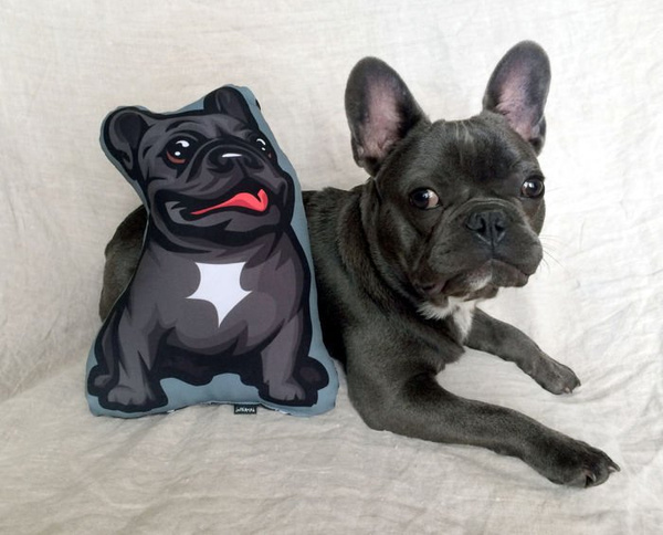 Decorative Dog Pillow Cushion French Bulldog black cuddly mascot