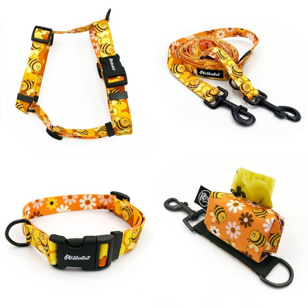 ACCESSORY KIT. Big dog. Busy Bees Psiakrew Series; Collar, Harness, Leash, Pouch