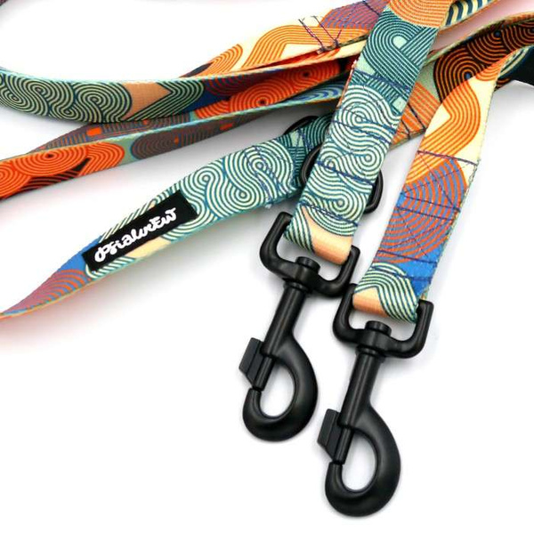 Dog Leash Geo Snake width 2.5 cm, 1"  wide, snap hook black 8cm