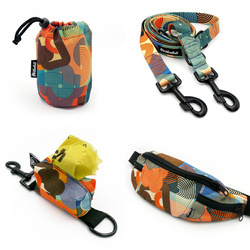ACCESSORY KIT. Big dog. Geo Snake Psiakrew Series; Collar, Harness, Leash, Sachet for dog treats