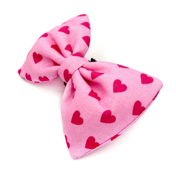 A pink bow tie with hearts for the Dog for Valentine's Day, Psiakrew