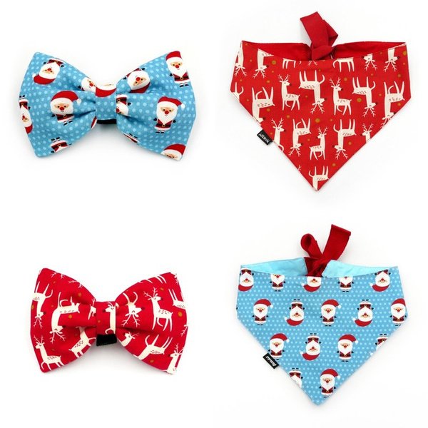 Set of Christmas Accessories Gift for a Dog, bow tie, bandana, Santa Claus and Rudolf Psiakrew