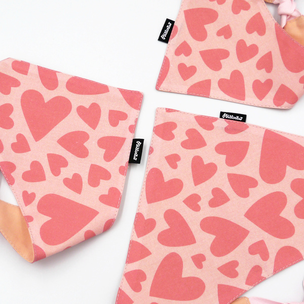 Dog bandana Pink Love Psiakrew valentine's day handkerchief style to tie around your pet’s neck