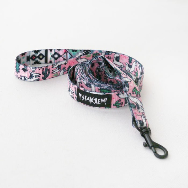 Dog Leash Llama, 2 cm wide, black small snap hook 4 cm