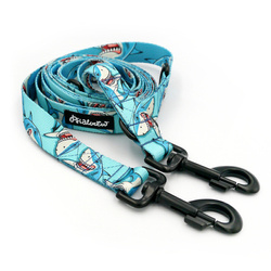 Dog Leash Sharks width 2.5 cm, 1"  wide, black snap hook 8cm