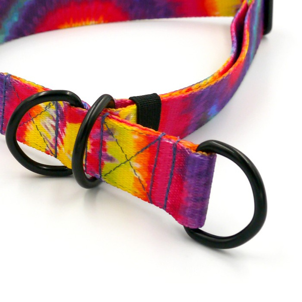 Half-choke collar Tie Dye Psiakrew, 2.5 cm wide, medium and big dogs, black extras