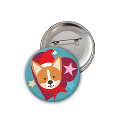 Przypinka Świąteczna Pies Corgi Psiakrew Button Badzyk 25mm