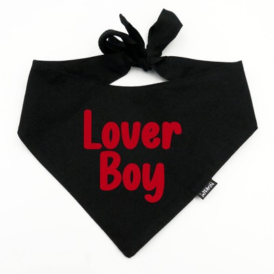 Bandana LOVER BOY Psiakrew, personalizowana wiązana chusteczka, czarna bandana apaszka 
