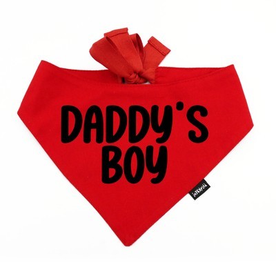 Bandana dla psa DADDY'S BOY Psiakrew, personalizowana wiązana chusteczka, czerwona bandana apaszka 