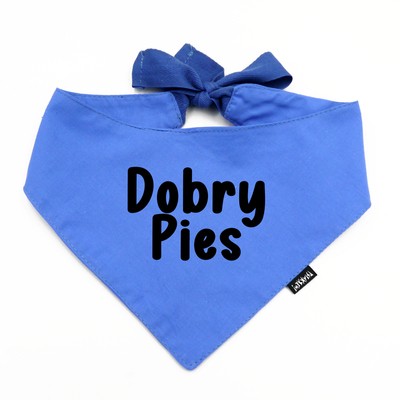 Bandana dla psa Dobry Pies Psiakrew, personalizowana wiązana chusteczka, niebieska bandana apaszka 