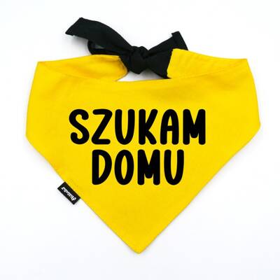 Bandana dla psa Szukam Domu Psiakrew, personalizowana wiązana chusteczka, żółta bandana apaszka 