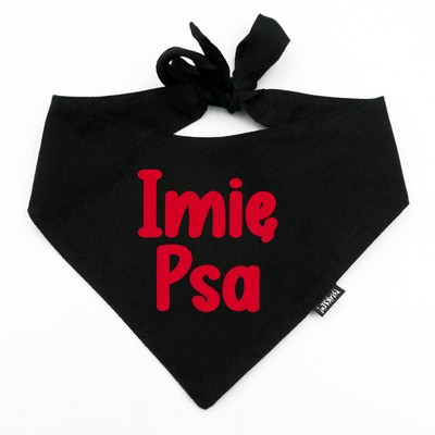 Bandana z imieniem Psa Psiakrew, personalizowana wiązana chusteczka, czarna bandana apaszka 