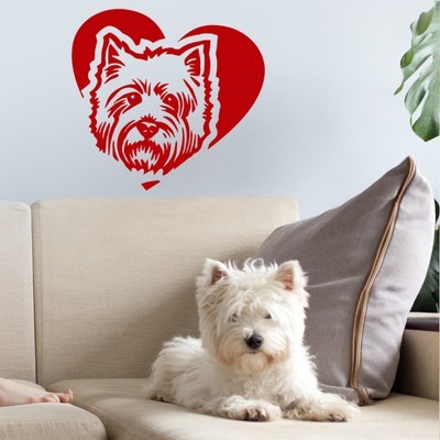 Naklejka na ścianę, auto Pies West Highland White Terrier, Westie Love Psiakrew