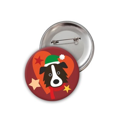 Przypinka Świąteczna Pies Border Collie Psiakrew Button Badzyk 25mm